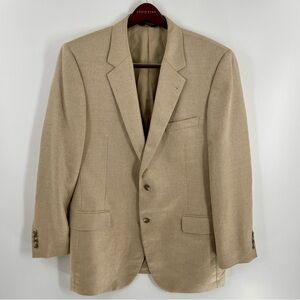 Jos A Bank Mens Beige Herringbone Silk Camel Hair Sportcoat Blazer Jacket Sz 43L